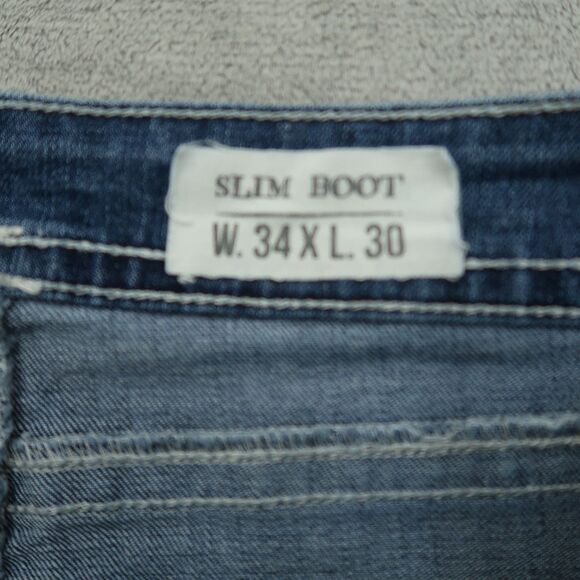 TK AXEL Jeans Mens Size 34x30 Blue Slim Bootcut Flex Denim Pants Flap Pockets - Picture 8 of 16